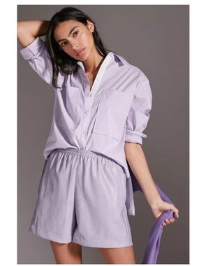 Avec Les Filles Lavender Faux Leather Short